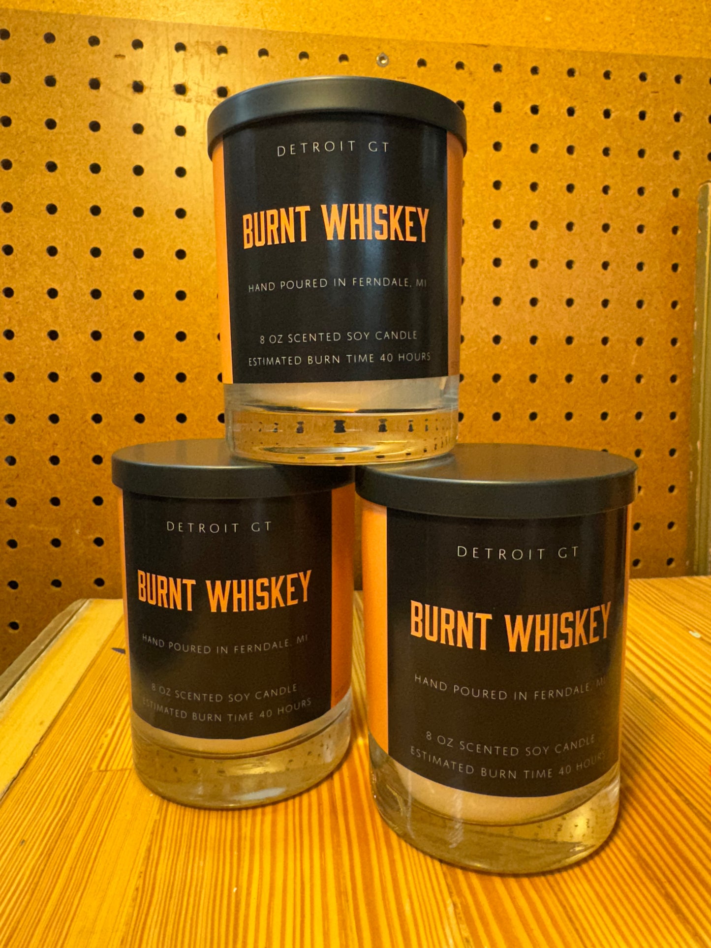 Burnt whiskey candle