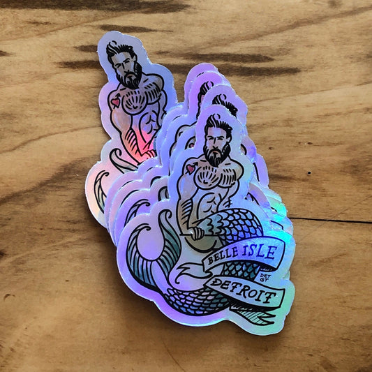 Belle Isle Merman - Hologram Sticker