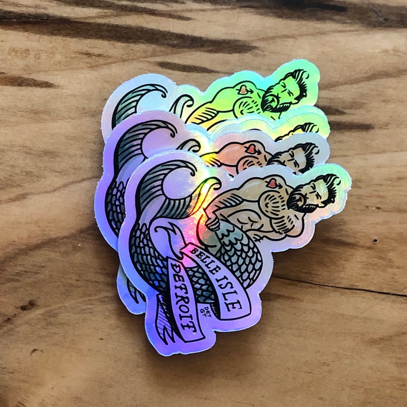 Belle Isle Merman - Hologram Sticker